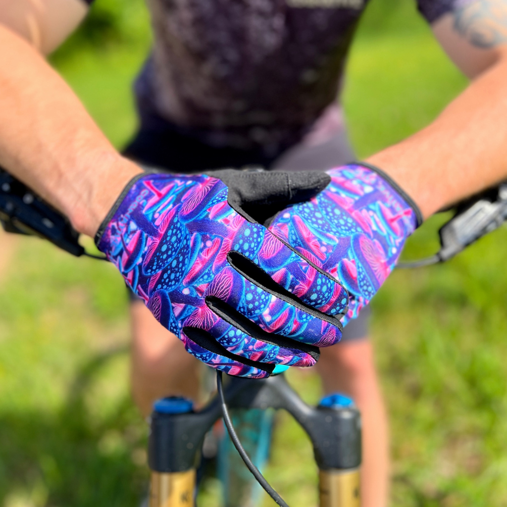 Kids Mountain Bike Glove | Purple Mushrooms