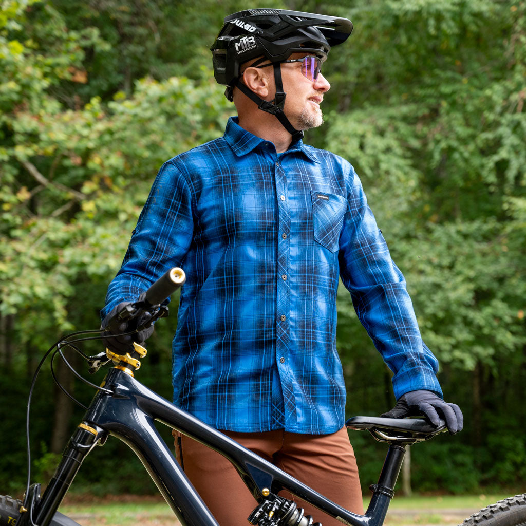 Men's Technical Mountain Bike Flannel - Royal Blue