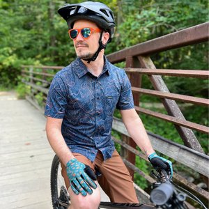 Men's Catalyst Mountain Bike Button-Down Shirt | Indigo Topo