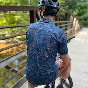 Men's Catalyst Mountain Bike Button-Down Shirt | Indigo Topo