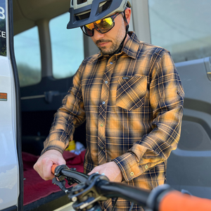 Men's Technical Mountain Bike Flannel - (Orange)