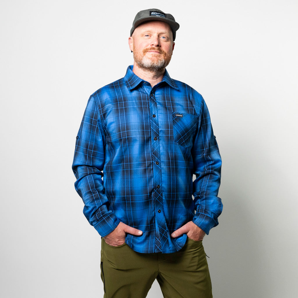 Men's Technical Mountain Bike Flannel - Royal Blue