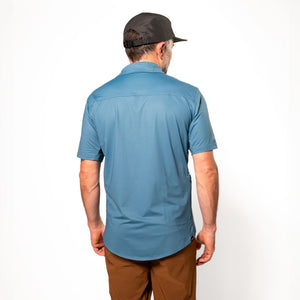 Men's Catalyst Mountain Bike Button-Down Shirt | Blue Landscape