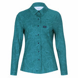 slim fit dress slacks Women's Solid Dark Green Long Sleeve Shirt