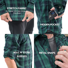 Men's Technical Mountain Bike Flannel - Green/Navy features
