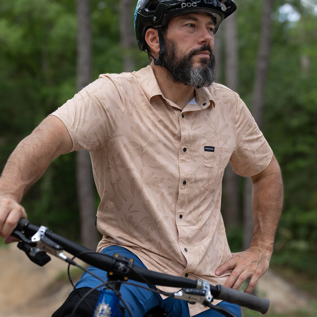 Men's Catalyst Mountain Bike Button-Down Shirt in Rhodo Tan