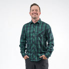 Men's Technical Mountain Bike Flannel - Green/Navy