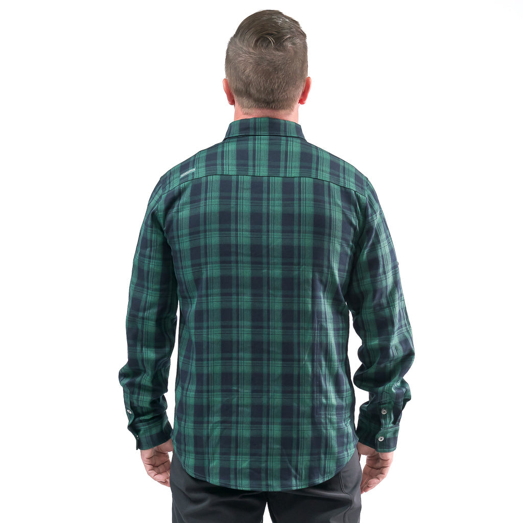 Men's Technical Mountain Bike Flannel - Green/Navy