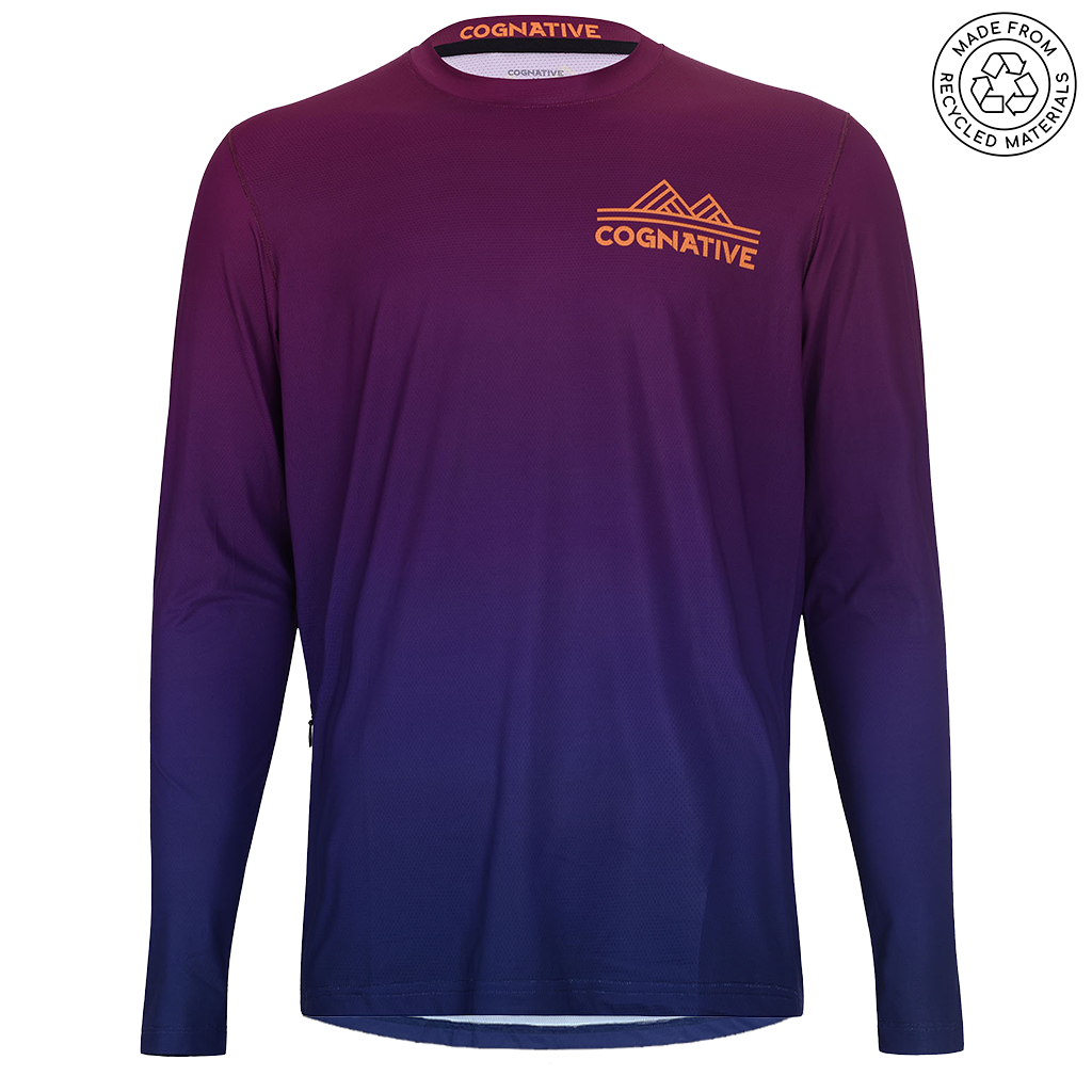 Men's Purple Fade Technical Long Sleeve Shirt | Recycled Fabric 2x *Updated Fit / Purple Fade