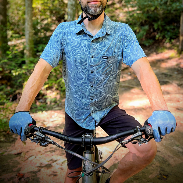 Men's Catalyst Mountain Bike Button-Down Shirt in Dropical Oil Slick:  Performance and Style Combined - Cognative MTB®