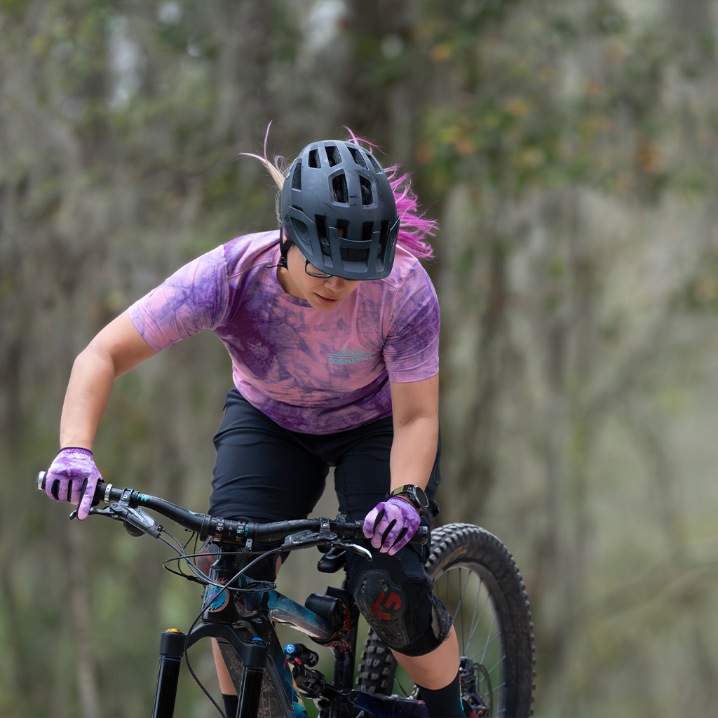 Purple Abstract Mountain Bike Gloves Durable Functional Cognative MTB