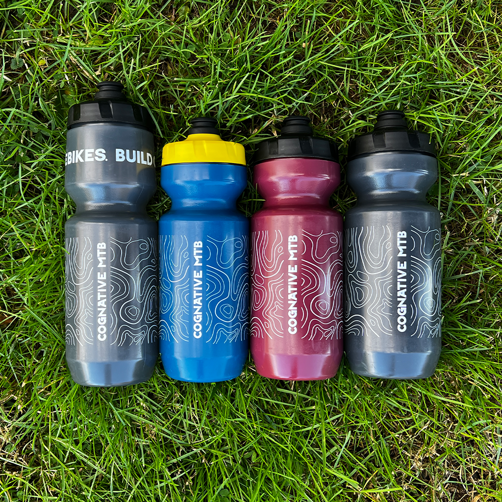 Cognative Topo Map Purist Mountain Bike Water Bottle: A BPA-free, leak-proof, and flexible bottle made in the USA. Available in 22 and 26 oz versions. Features MoFlo cap for easy drinking. Rinse with warm water after each use for cleaning.