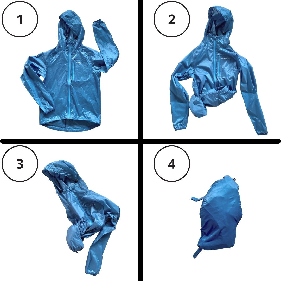 Image of Adapt Packable Mountain Bike Jacket - A versatile, ultra-lightweight, and packable cycling jacket made from 100% Rip-stop Nylon. Wind and rain resistant with Durable Water Repellent (DWR) treatment and fully taped seams to keep moisture out. Features an oversized hood for helmets, chest stash pocket, dual waist adjusters, and reflective logos for style and safety. Unisex fit, perfect for year-round mountain biking adventures.