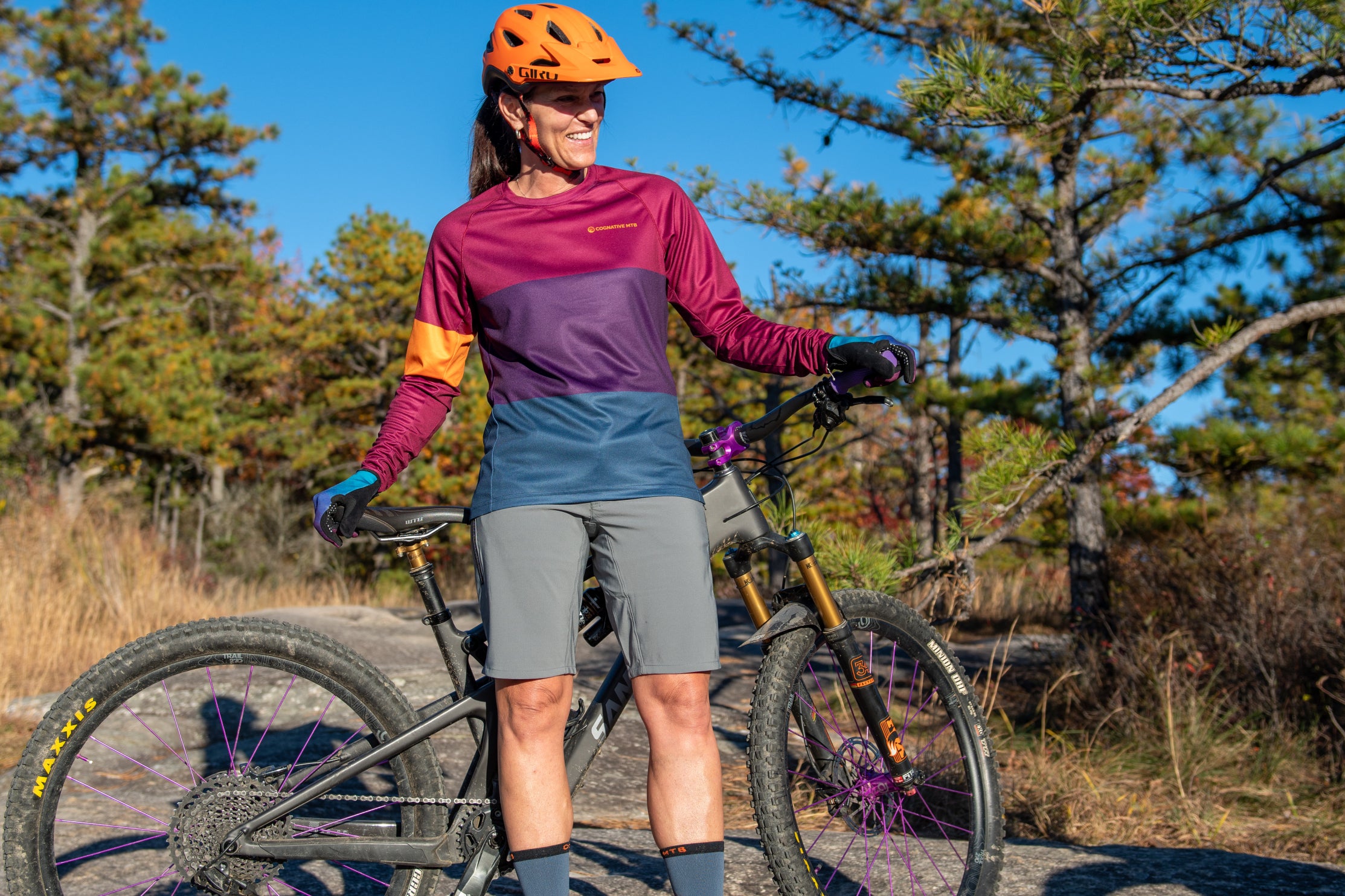 Women's Purple Mountain Bike Jersey - Women's Long Sleeve MTB Jersey -  Cognative MTB®
