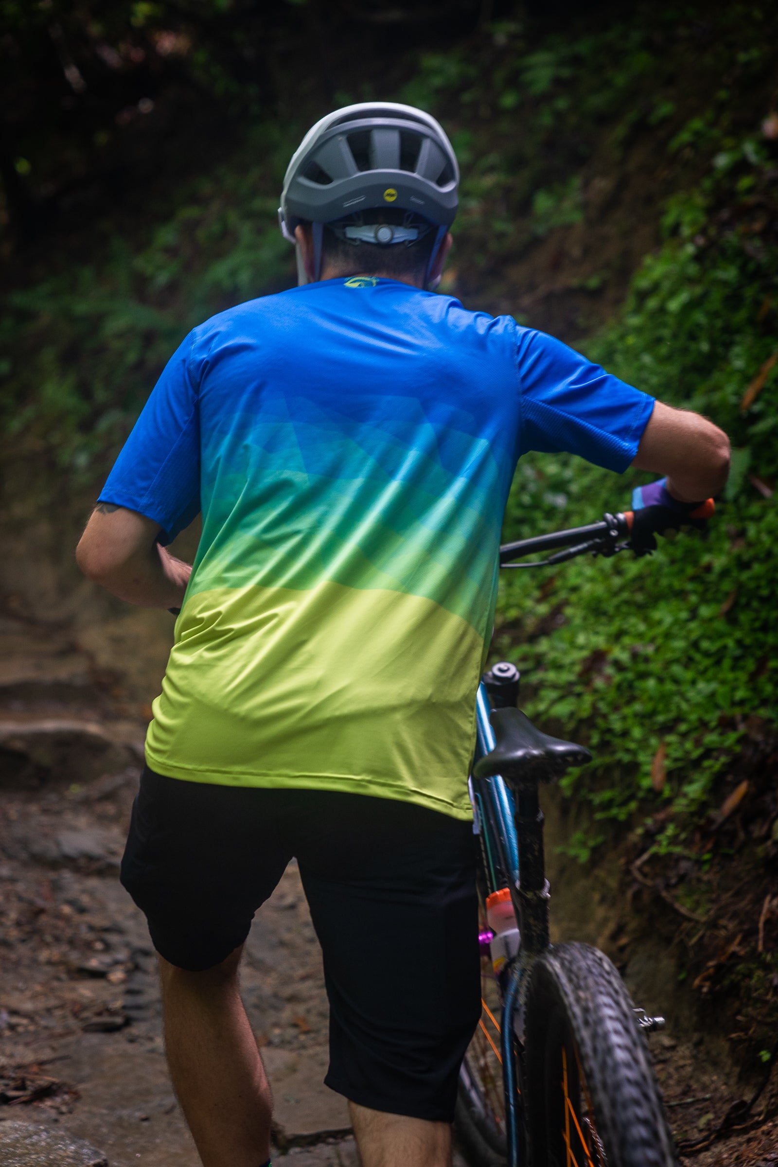 Vented Mountain Bike Jersey - Short Sleeve Teal MTB Jersey - Men's