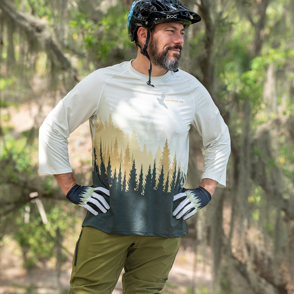 Men s 3 4 Sleeve MTB Jersey Trees Drab Buy Online Now Cognative MTB