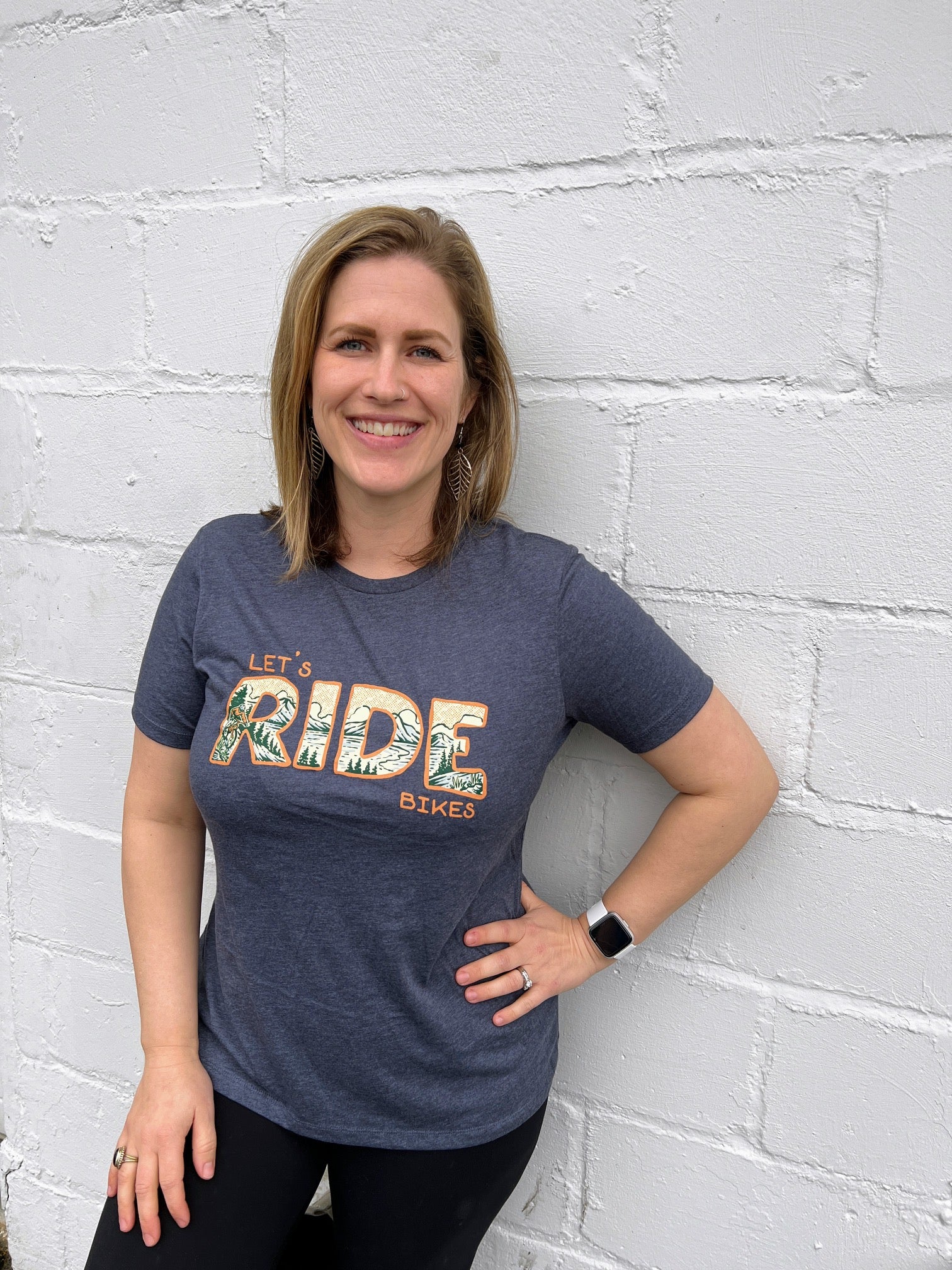 Women's Let's Ride Bikes Shirt  (Heather Navy)