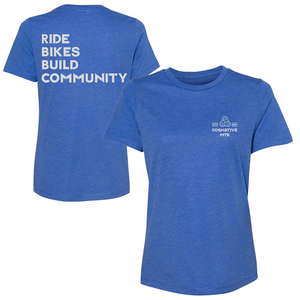 Women's Ride Bikes Build Community Shirt (Heather Blue)